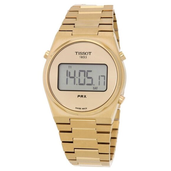 NWT Authentic Tissot PRX Digital Quartz Gold Dial Men's Watch - Picture 1 of 3
